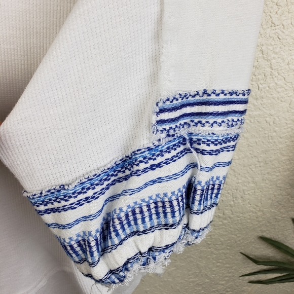 Free People Bohemian Sundae Swing Embroidered Waffle Peasant Blouse Top size L - Picture 11 of 11